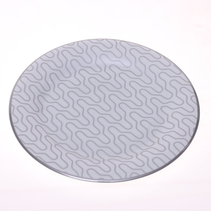 Elegant Silver Chevron Dinner Set – Luxury Porcelain Tableware Collection - Habitt
