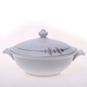 Elegant Silver Chevron Dinner Set – Luxury Porcelain Tableware Collection - Habitt