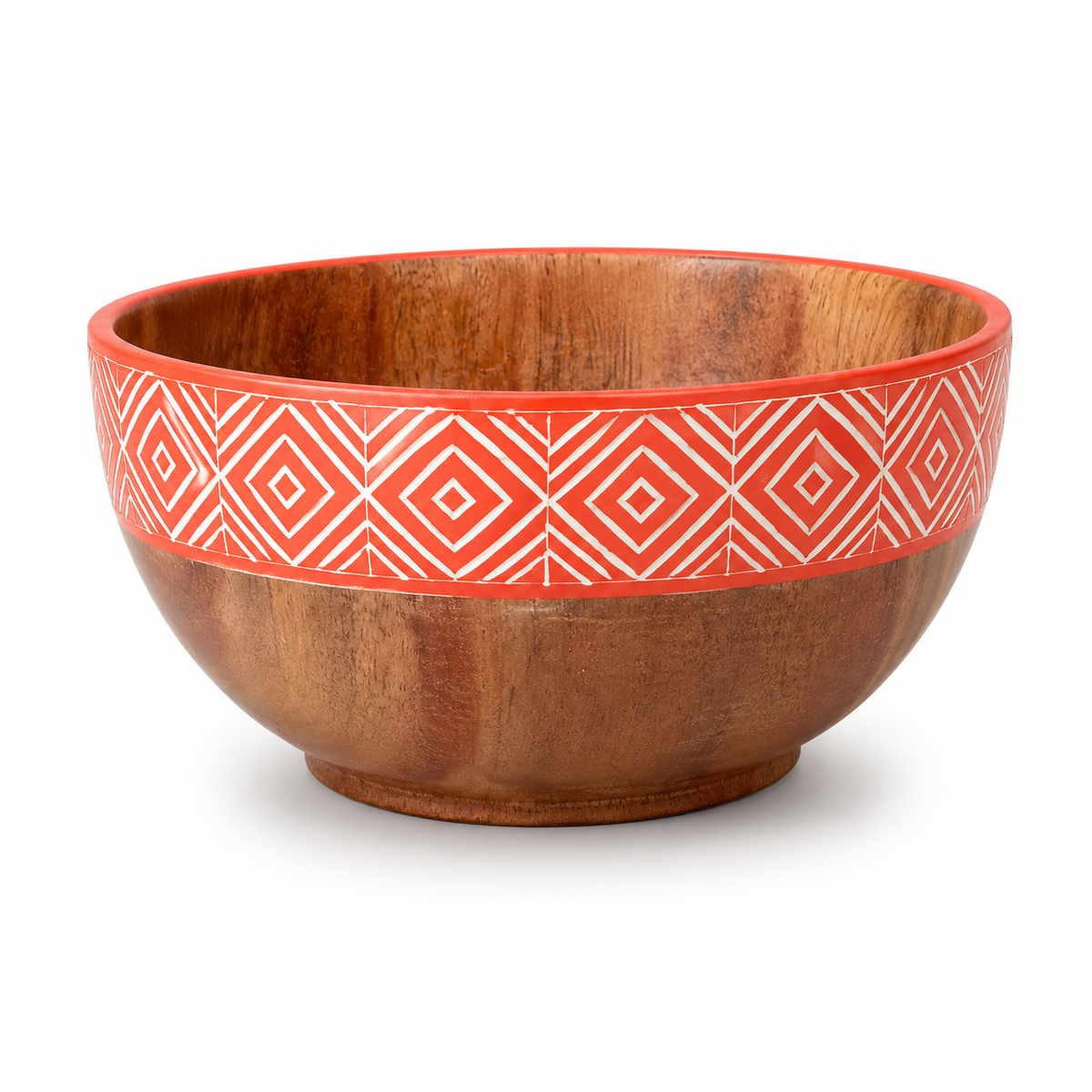 Orange Wooden Bowl 5" x 2.5" SB – Decorative Serving & Display Bowl