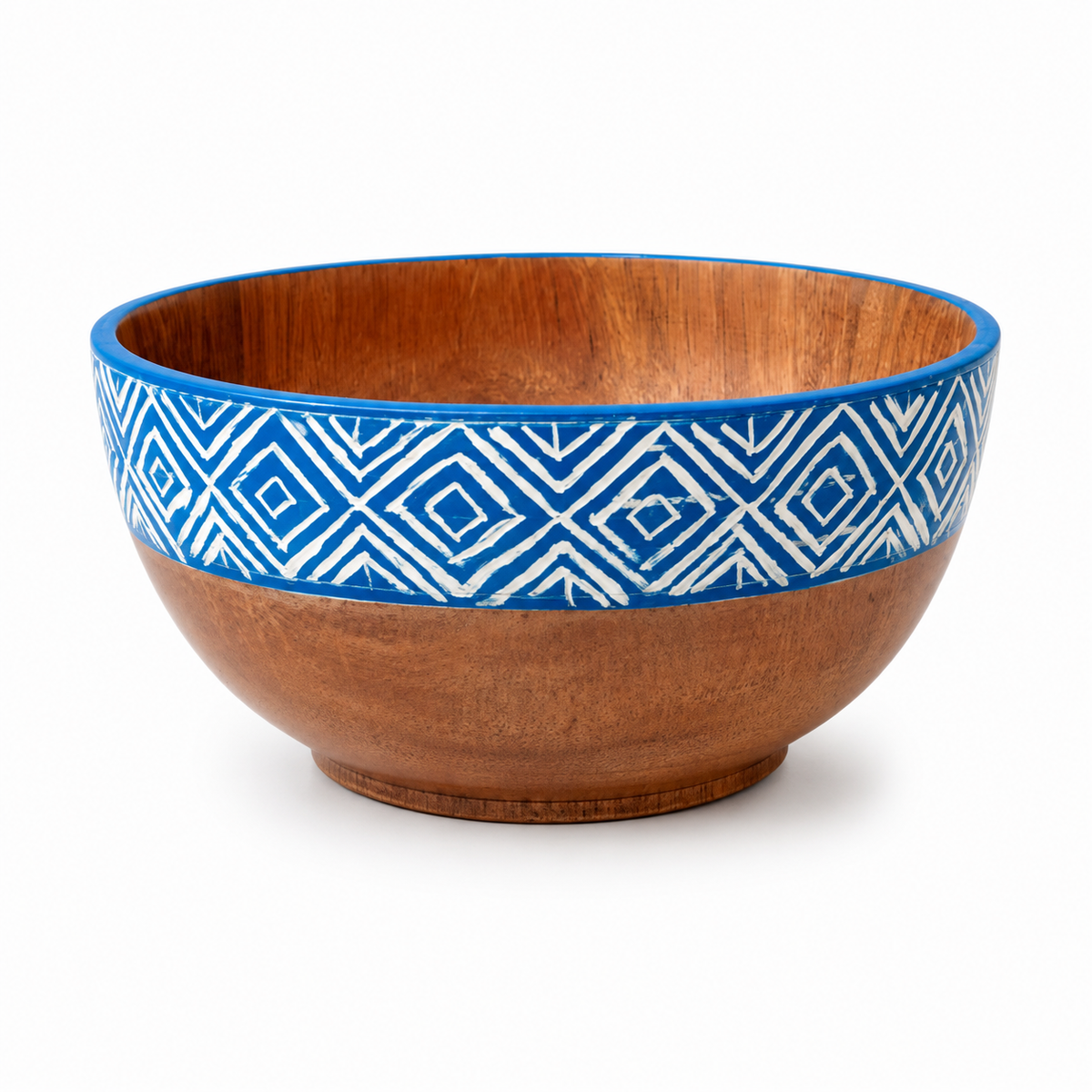 Sky Blue Wooden Bowl 5" x 2.5" SB – Decorative Serving & Display Bowl