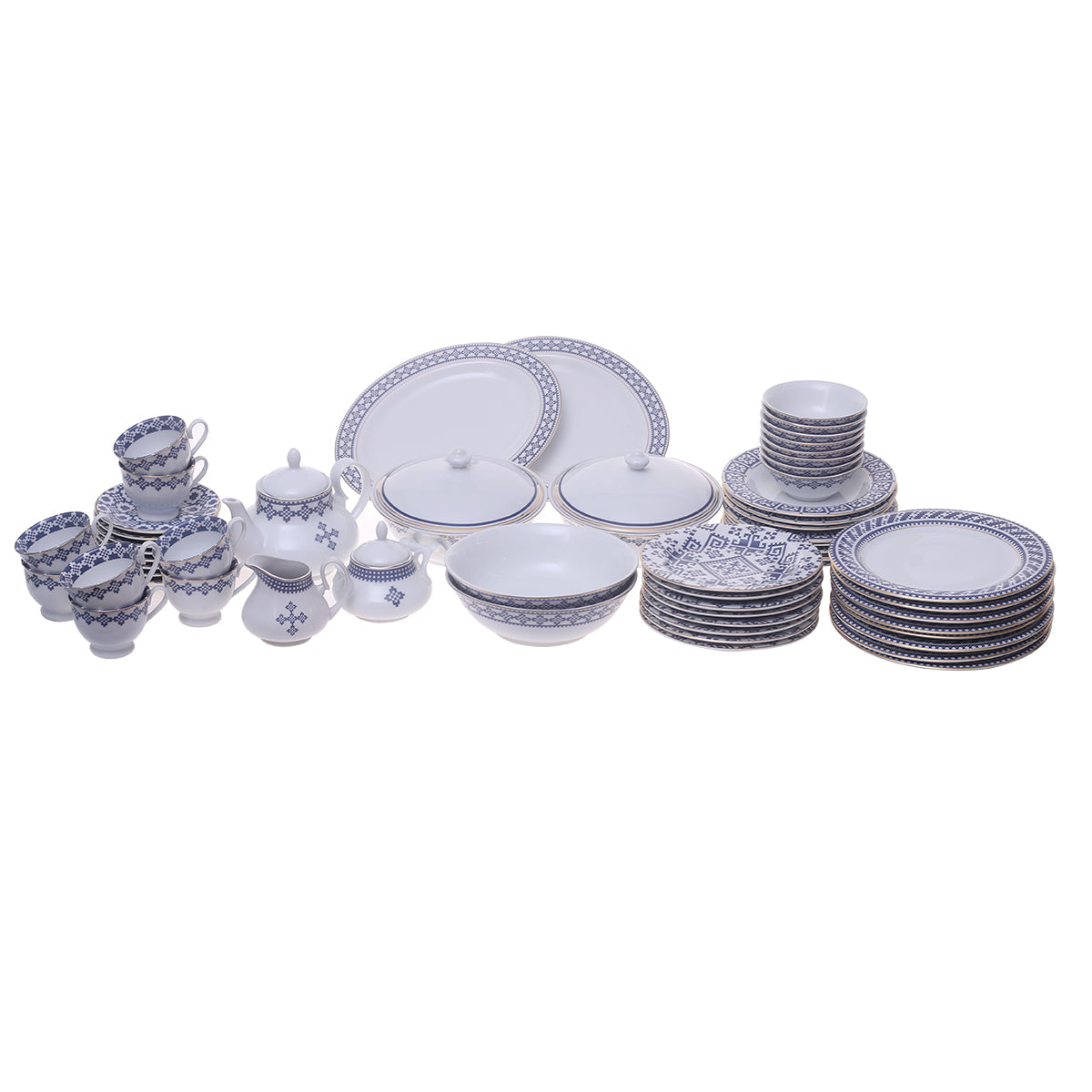 Premium Blue Sapphire Dinner Set – Elegant Porcelain Tableware Collection - Habitt