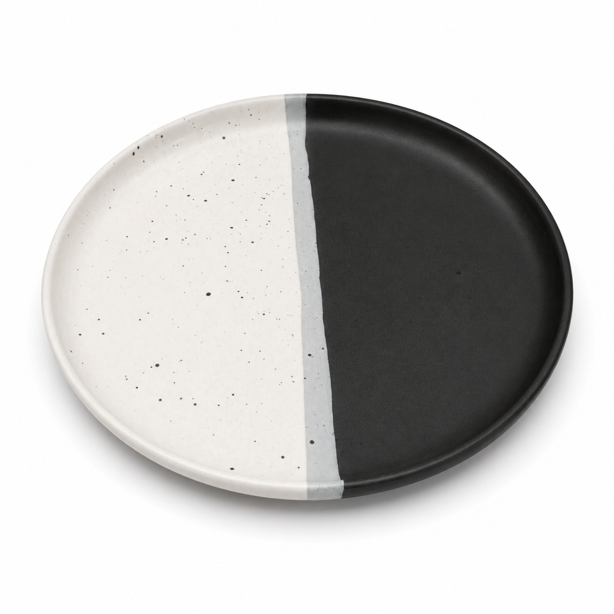 Collar Plate – 8.5 Inches Matte Half Black & White with Sprinkle