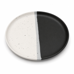 Collar Plate – 8.5 Inches Matte Half Black & White with Sprinkle