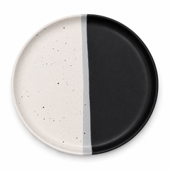 Collar Plate – 8.5 Inches Matte Half Black & White with Sprinkle