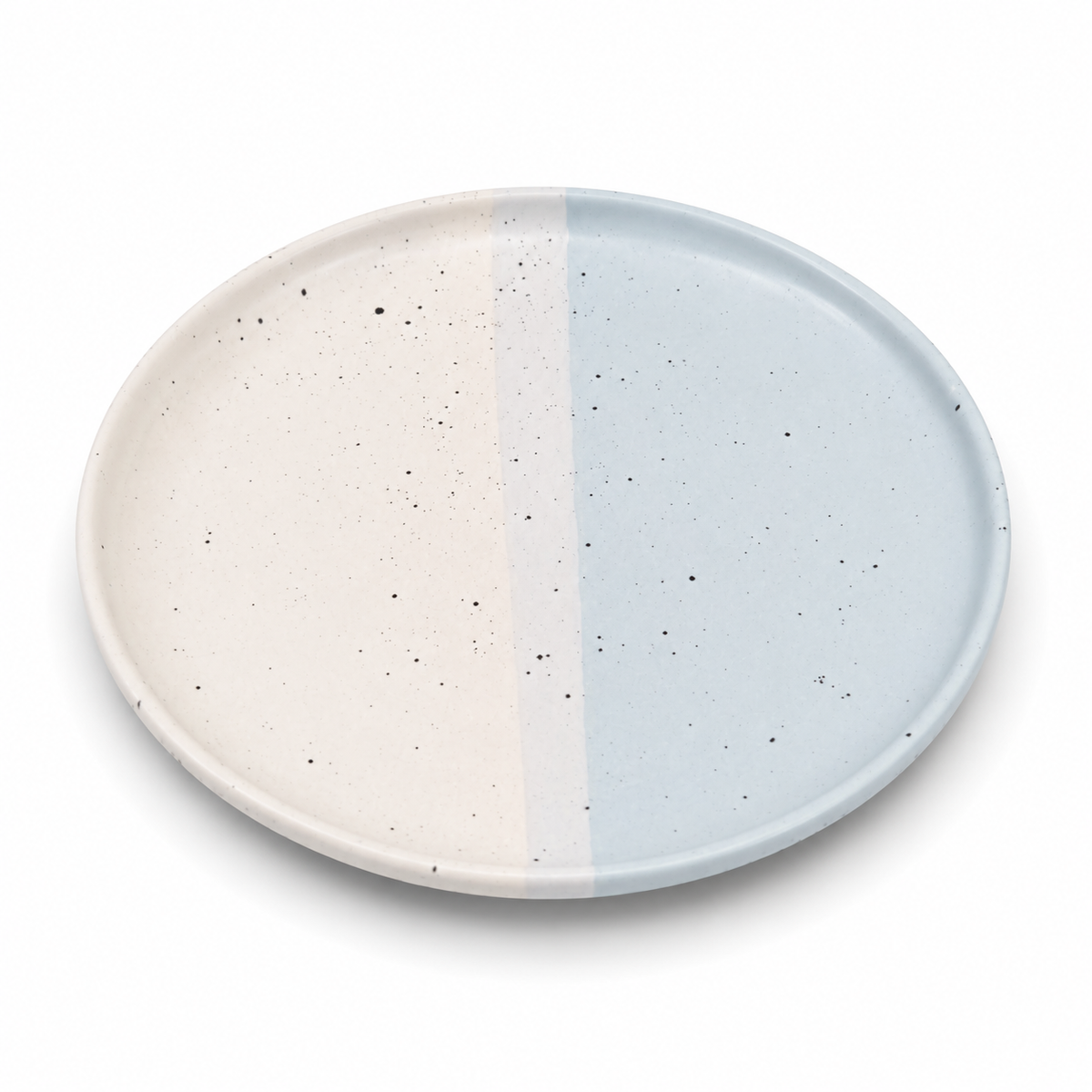 Collar Plate – 8.5 Inches Matte Half Sky Blue and White with Sprinkle