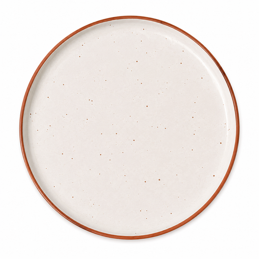 Collar Plate – 8.5 Inches Matte White Sprinkle with Border