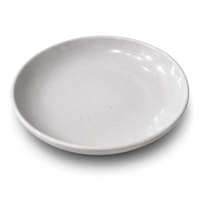 Deep Plate – 8 Inches Glazed Grey Sprinkle