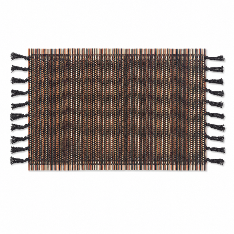 Boho Tribal Bamboo Table Runner – Black Multi Ethnic Geometric Design (13x19, 13x45, 13x72)
