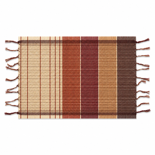 Handwoven Bamboo Table Mat – Orange Shades Boho Placemat 13x19 | Rustic Eco-Friendly Dining Mat