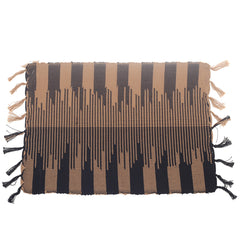 Black & Natural Woven Table Mat – Boho Striped Placemat 13x19 | Modern Rustic Dining Table Mat with Tassels - Habitt