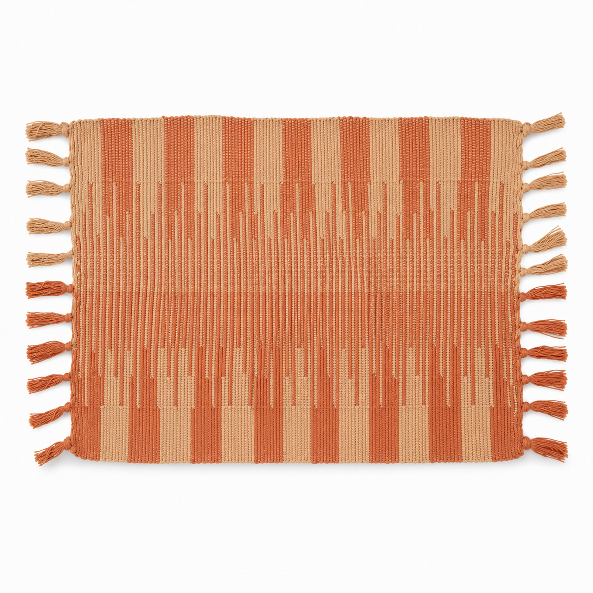 Shaded Neutrals Woven Table Mat – Brown 13 x 19 Inch Warm Boho Dining Décor