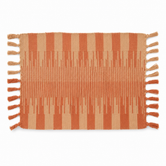 Shaded Neutrals Woven Table Mat – Brown 13 x 19 Inch Warm Boho Dining Décor