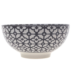 Round Ceramic Bowl with Black Geometric Pattern – Assorted Colors Standard Serving Bowl - Habitt