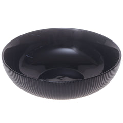 Modern Round Black Ceramic Bowl – Medium Size Ribbed Serving Bowl - Habitt