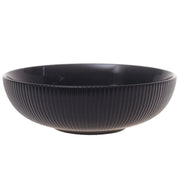 Modern Round Black Ceramic Bowl – Medium Size Ribbed Serving Bowl - Habitt