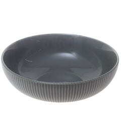 Modern Round Green Ceramic Bowl – Medium Size Ribbed Serving Bowl - Habitt