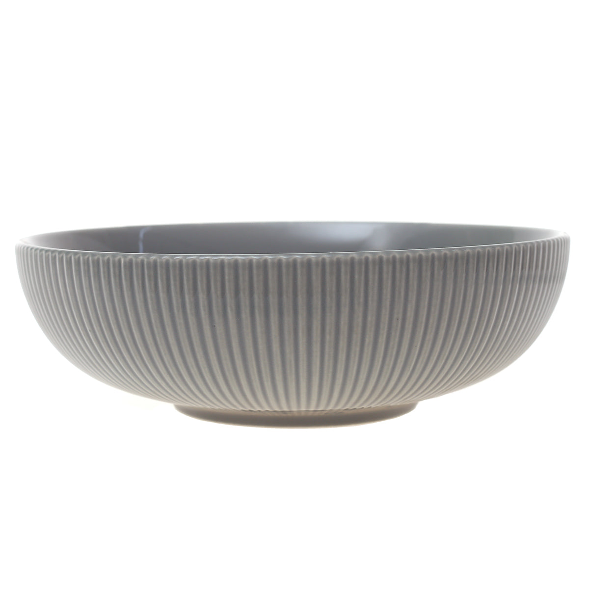 Modern Round Green Ceramic Bowl – Medium Size Ribbed Serving Bowl - Habitt