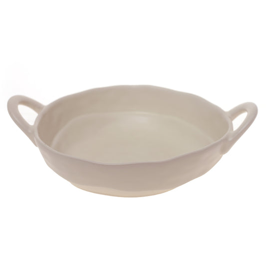 White Ceramic Serving Dish – Round Minimalist Dinner Bowl - Habitt