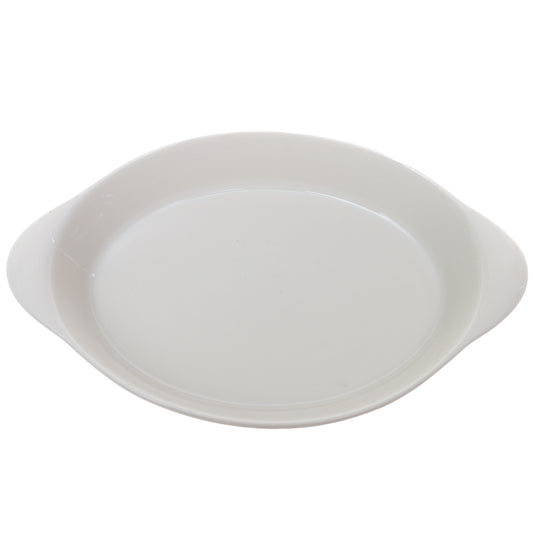 White Embossed Ceramic Oval Baking Dish – Small Elegant Serving & Bakeware - Habitt