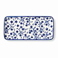 White & Blue Rectangular Serving Platter – Medium Decorative Tableware