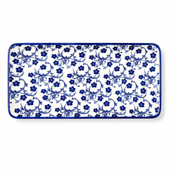 White & Blue Rectangular Serving Platter – Medium Decorative Tableware