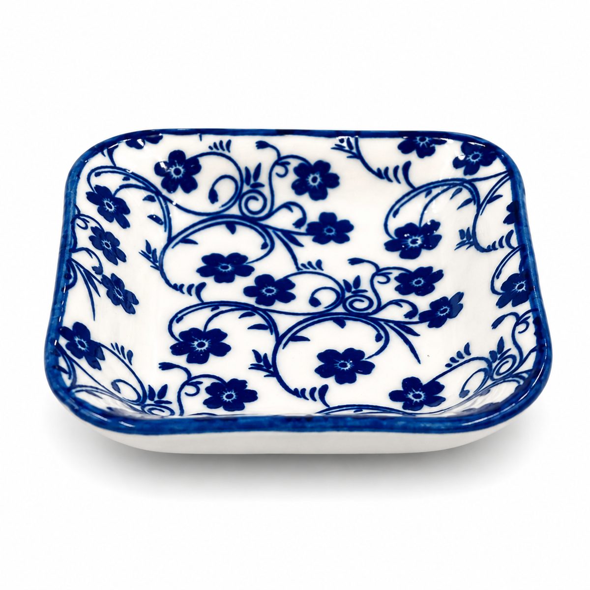 White & Blue Rectangular Sauce Dish – Small Decorative Serving Dish