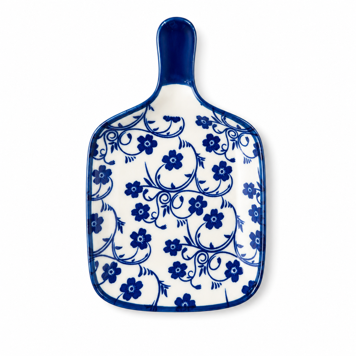 White & Blue Floral Rectangular Sauce Dish – Small Serving Dish