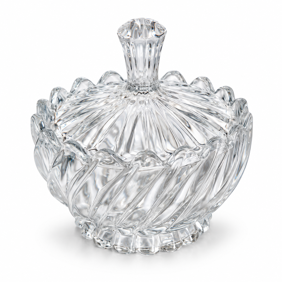 Glass Candy Pot – Lotus Petal Design | 102 MM