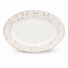 Piece Premium Porcelain Dinner Set with Tea Set & Gold Lace Design | Luxury White Dinnerware Collection