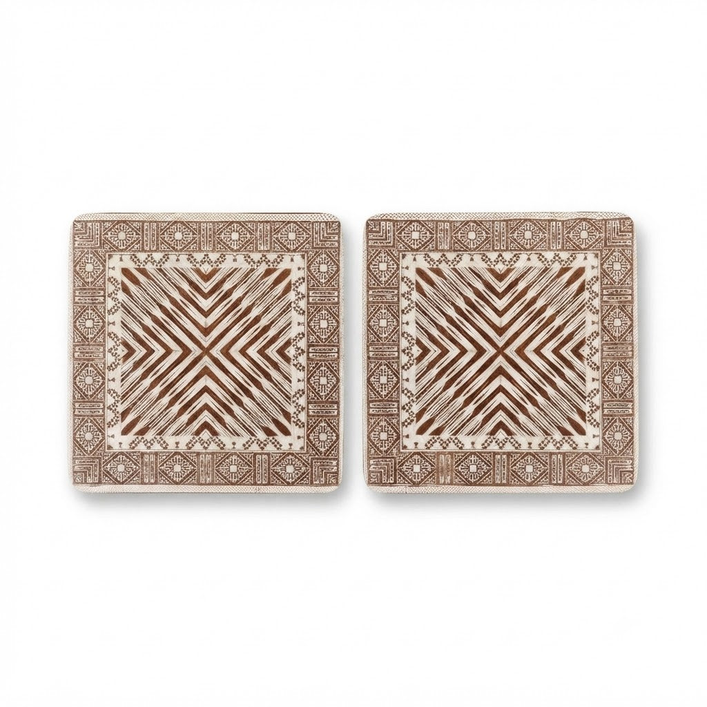 2 Pcs Coaster White Patch Printed – Tribal