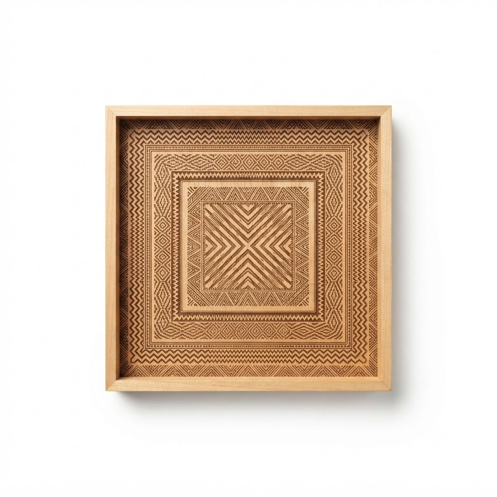 Tray Geometric Engrave 13x13 Inch – Tribal