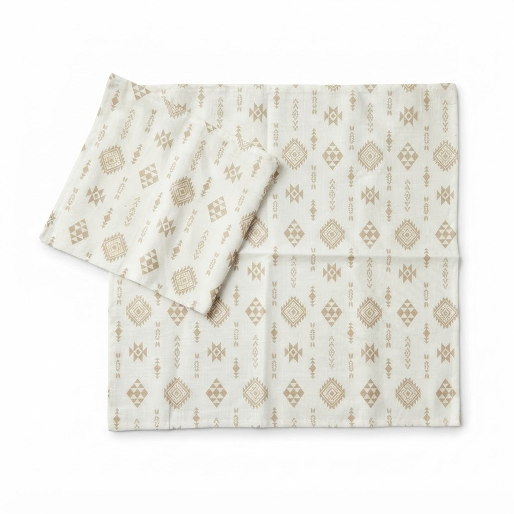 2Pcs Napkin Geometric Beige 17.5x17.5 Inch Tribal Whites