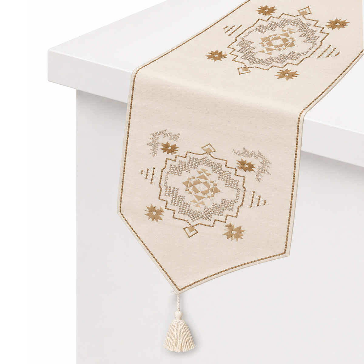 Diamond Patch Table Runner – 14 x 45 Inches | Tribal Embroidered Decorative Table Runner