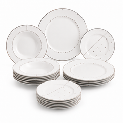 Premium Porcelain Plate Set | Modern White Dinnerware for 6 Persons