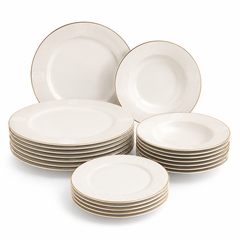 Premium Porcelain Plate Set | Elegant White & Gold Dinnerware for 6 Persons