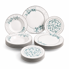 Premium Porcelain Dinner Set with Tea Set & Serving Essentials | Elegant Floral Design with Gold Accents