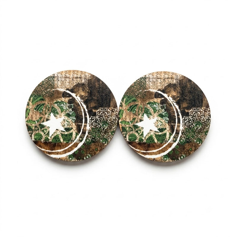 Sitara Wooden Round Coaster Set of 2 Pcs PK