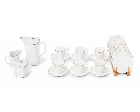 24 Pcs White & Gold Tea Set