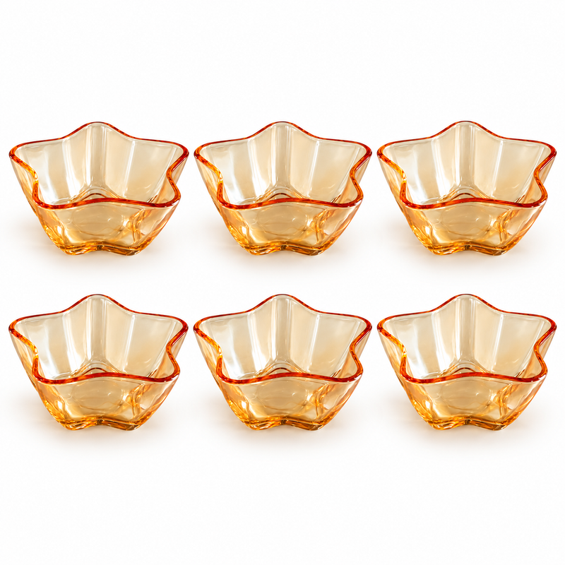 Glass Bowl Set – Amber (Set of 6)