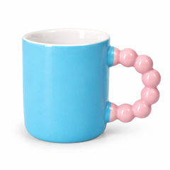 Colourful Ceramic Coffee Mug with Beaded Handle – Cute Tea & Coffee Cup