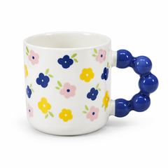 Floral Bubble Handle Ceramic Mug