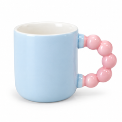 Colourful Ceramic Coffee Mug with Beaded Handle – Cute Tea & Coffee Cup