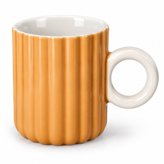 Pastel Ribbed Ceramic Coffee Mug with Round Handle – Colourful Tea & Coffee Cup