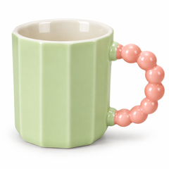 Pastel Ceramic Coffee Mug with Beaded Handle – Cute Tea & Coffee Cup