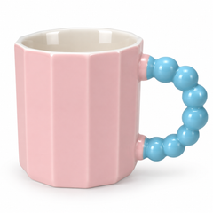 Pastel Ceramic Coffee Mug with Beaded Handle – Cute Tea & Coffee Cup