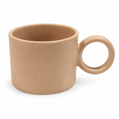 Beige Ceramic Mug with Round Handle – 450ml Minimalist Speckled Coffee & Tea Mug