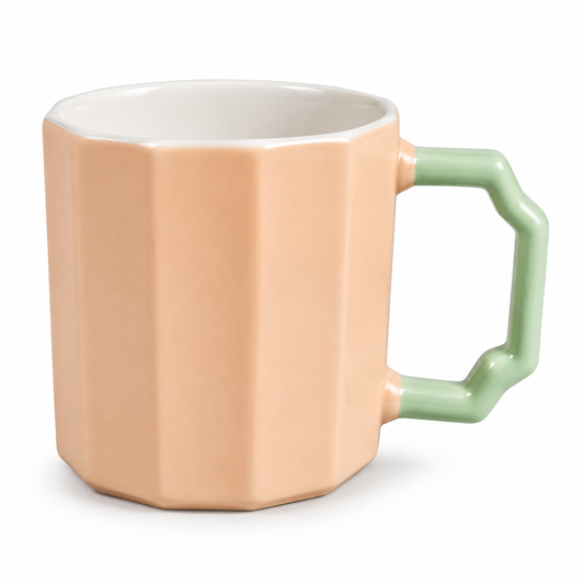Octagon Mug Beige | Stylish Ceramic Coffee Cup