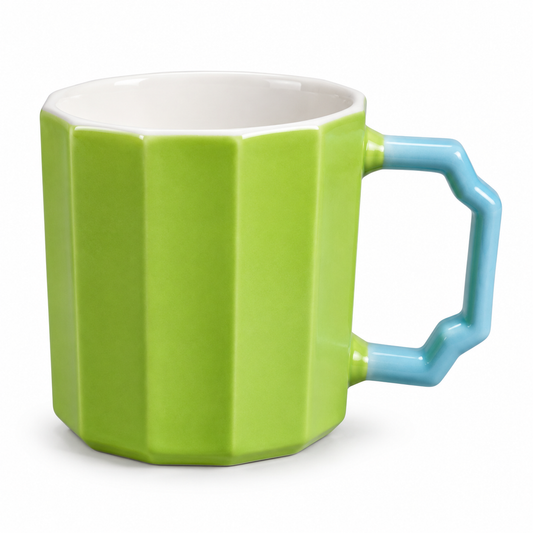 Octagon Mug Green | Stylish Ceramic Coffee Cup