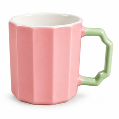 Octagon Mug Pink | Stylish Ceramic Coffee Cup