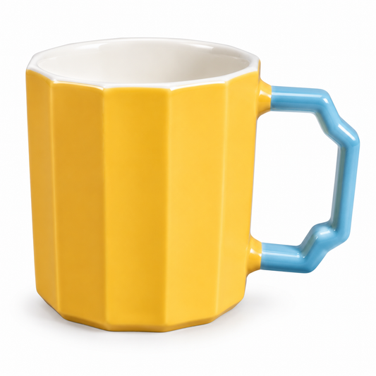 Octagon Mug Yellow | Stylish Ceramic Coffee Cup